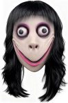 MOMO Mask with Long Wig, Scary Head Mask with Black