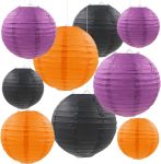 Halloween Paper Lanterns Purple Orange Black Hanging