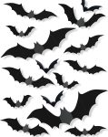 120 Pcs Halloween Decorations 3D Bats Decor, 4 Sizes