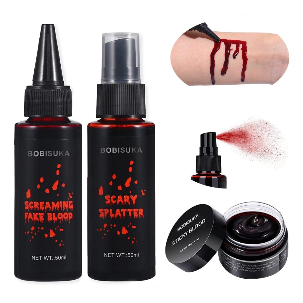 BOBISUKA 3PCS Halloween Fake Blood Makeup Kit -