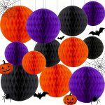 Capesaro 12pcs Black Purple Orange Hanging Honeycomb