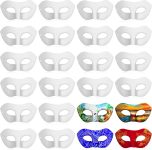 Leyndo 24 Pcs Paper Mache Masks Half Face White