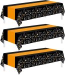 Childom 3 Pack Halloween Tablecloths,Disposable Plastic