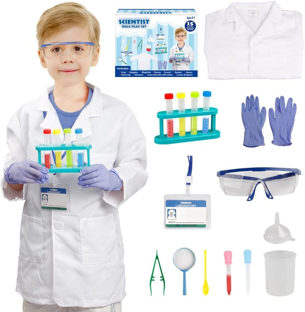 Scientist Costume for Kids, Lab Coat with Science