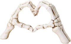 White Halloween Heart Hands Sculpture, Resin Abstract