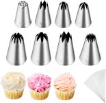 8Pcs Large Piping Tips Set,Stainless Steel Icing Tips