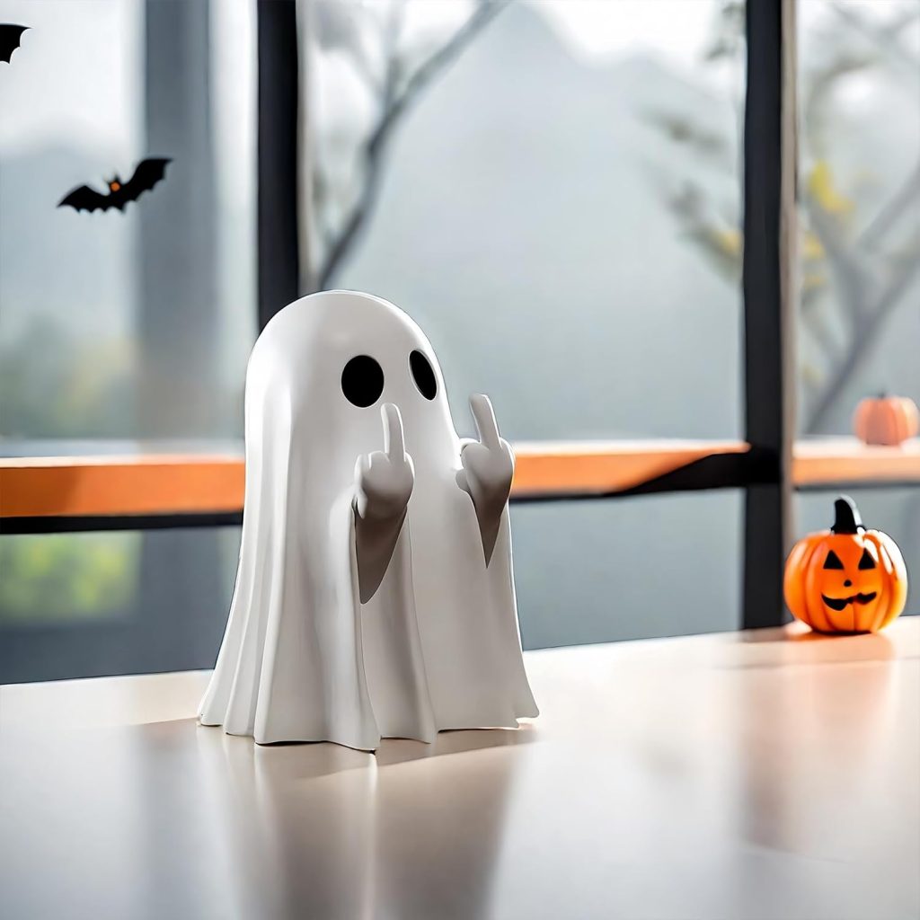 Halloween Ghost Figurine - Spooky Resin Statue, Cute