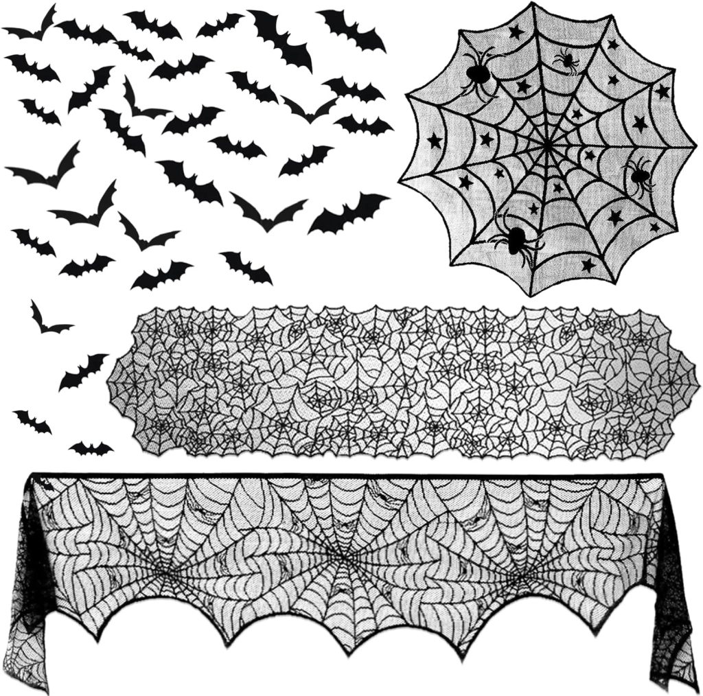 ZeeDix 39 Pcs Halloween Decorations Kit Black Lace