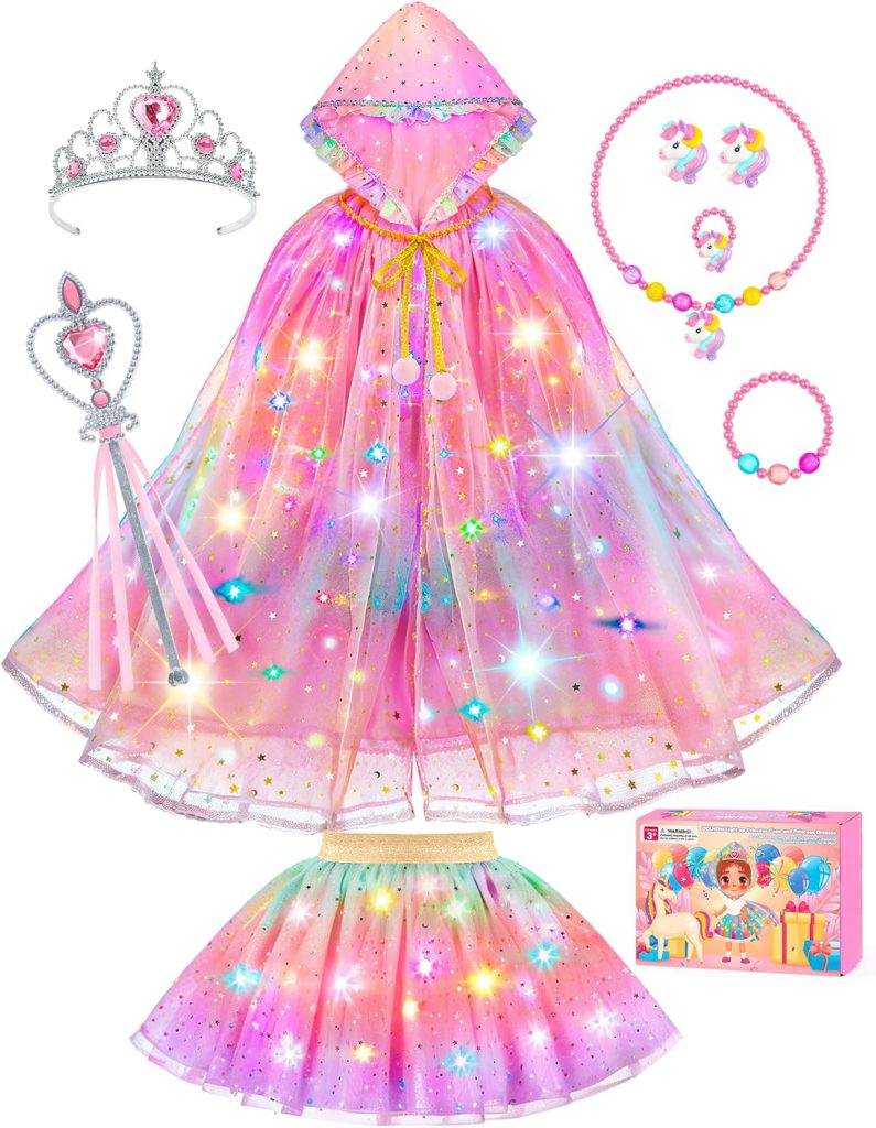 Princess Dress Up for Girls, Unicorn Light up Princess