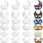 Leyndo 24 Pcs Paper Mache Masks Half Face White