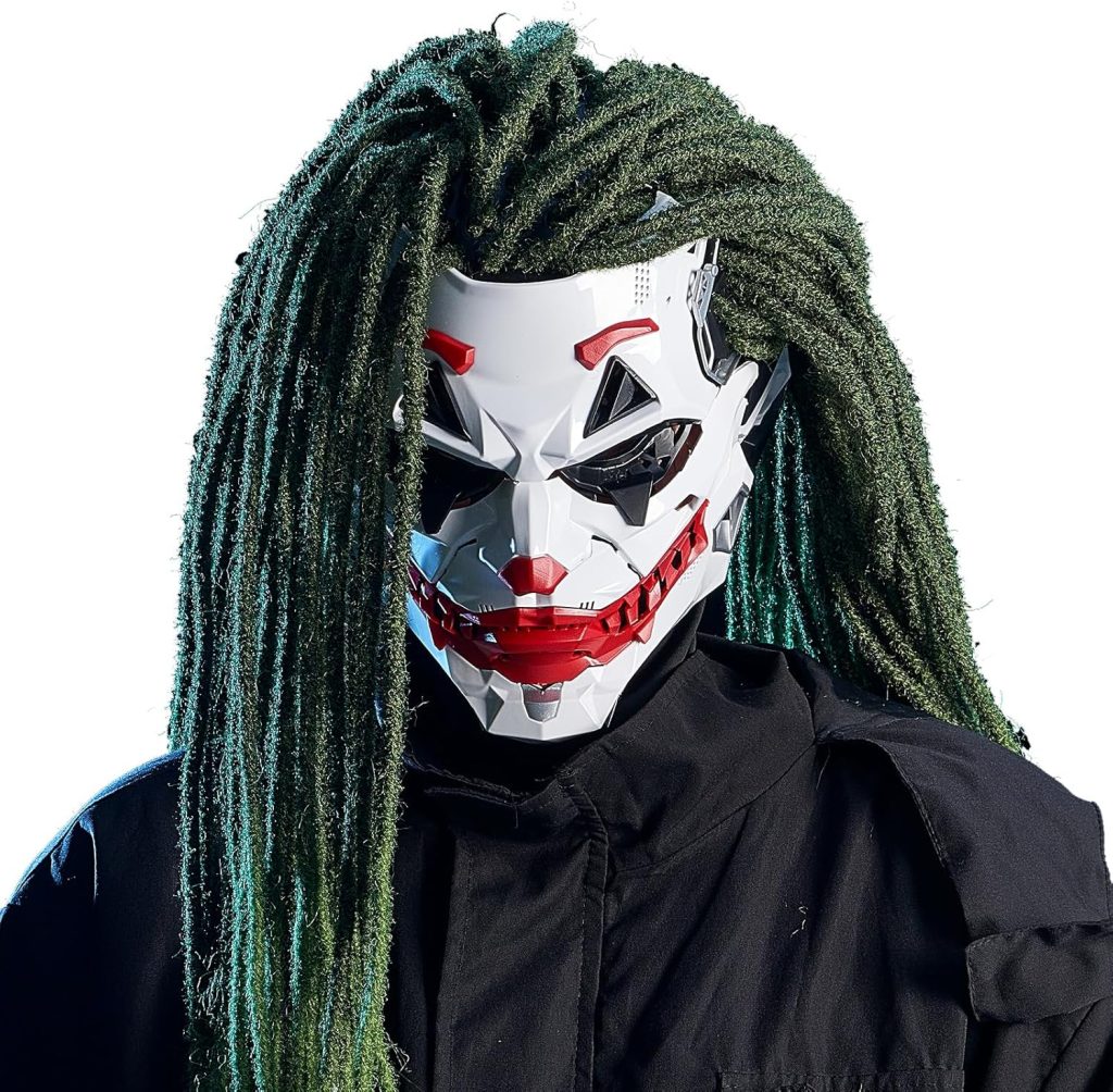 Futuristic Clown Mask, White and Red, Cosplay Costume