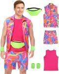 Mens 80s Workout Costume 90s Outfit for Men - Retro