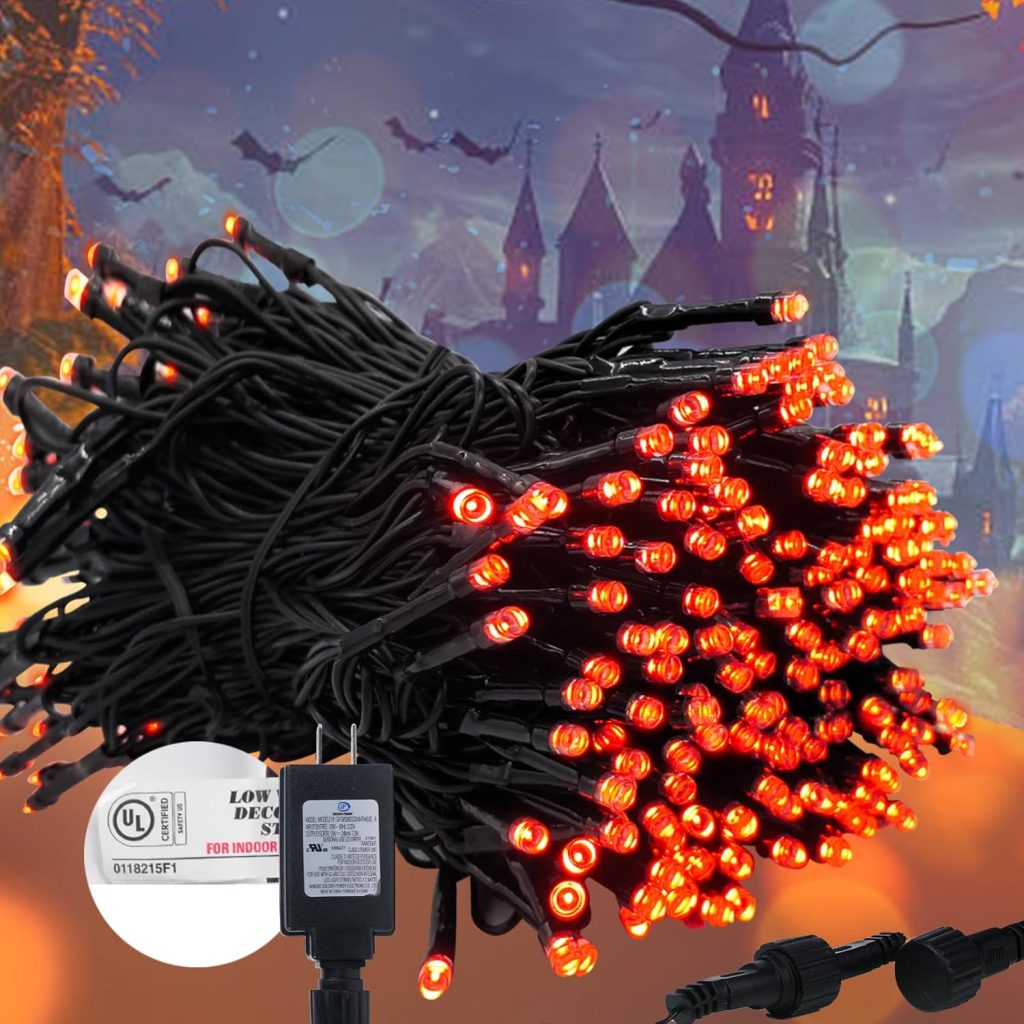 Kwaiffeo Halloween Lights, 100FT 300LED Orange String