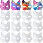 Leyndo 24 Pcs Paper Mache Masks Half Face White