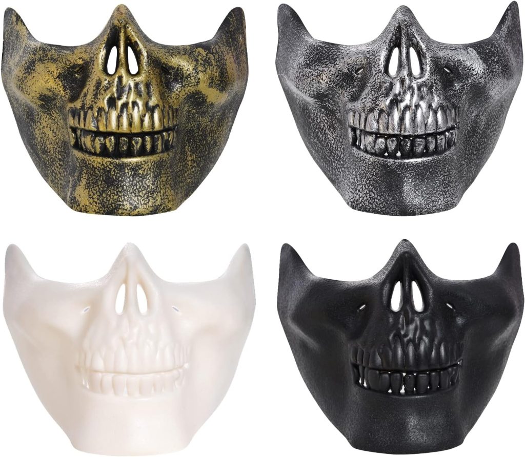 Yookat 4 Pieces Halloween Skeleton Mask Set Half Face