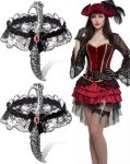 SATINIOR 2 Pcs Pirate Sword Garter with Lace Bow Leg