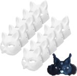 10PCS Cat Masks - White Therian Masks for Masquerade,