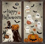 Whaline 6 Sheets Halloween Window Clings Vintage Ghost