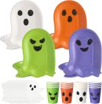 Vesici 72 Pcs Halloween Paper Plates Cups Napkins Boo