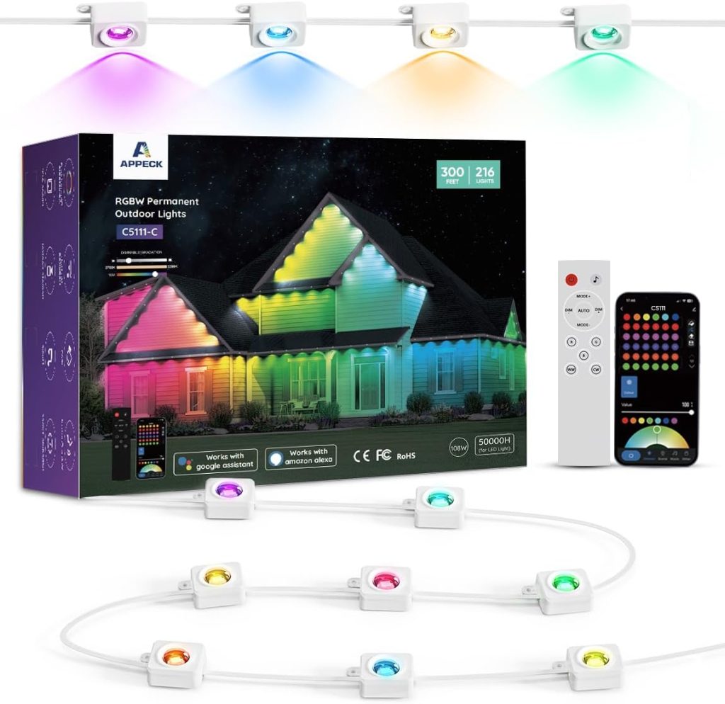 APPECK Permanent Outdoor Lights 300ft with 216 LED