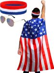 Frienda 250 Year American Flag Costume Cape, Retro 80's