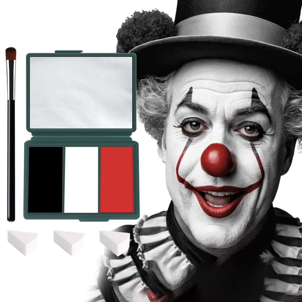 Clown Black White Red Face Paint,Professional 3 in1