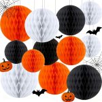 Capesaro 12pcs Black Orange White Hanging Honeycomb