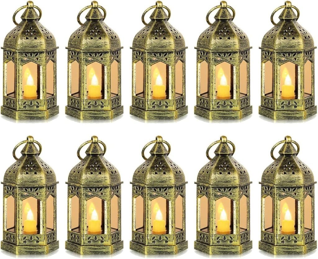 Mini Lantern with Flickering LED Candles Set of 10,
