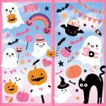 Pink Halloween Window Clings Decor, Halloween Window