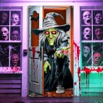 Halloween Door Cover 90 x 200cm, Witch Halloween Front
