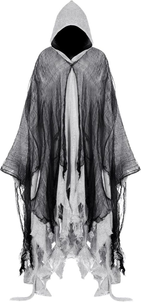 Geyoga Grim Reaper Costume Scary Hooded Cape Witch