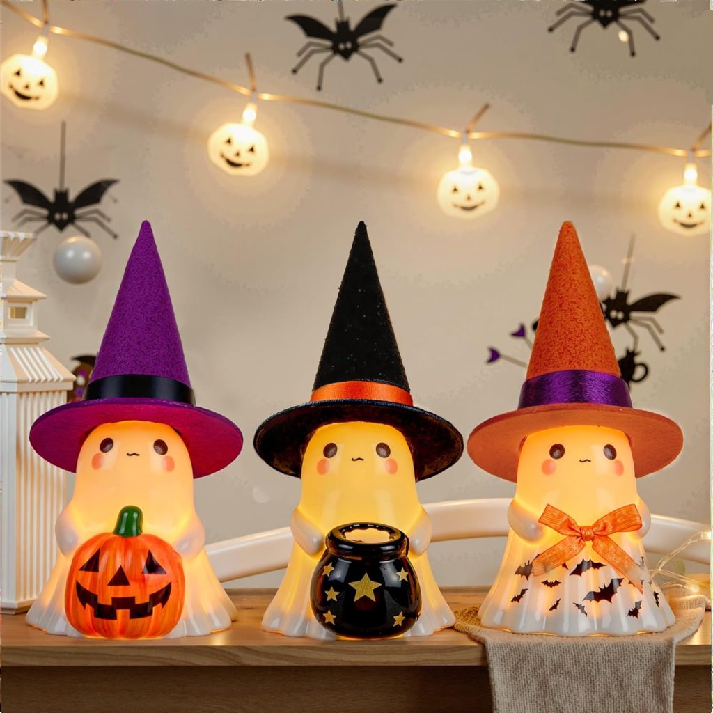 Halloween Decorations Indoor,3Pcs Cute Spooky Ceramic