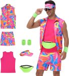 80s Men Workout Costume,90s Outfit Clothing for Adults,