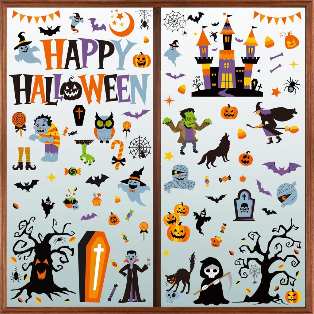 116PCS Halloween Window Clings, 9 Sheets Halloween