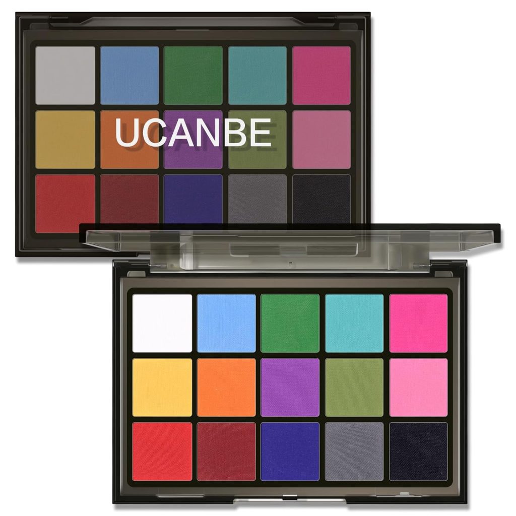 UCANBE Halloween Makeup Palette, 15 Colors Matte Black