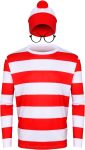 PARTYEVER Adult Men Halloween Red and White Striped