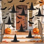 Halloween Decorations Black Witch Hats, 8 Pack Hanging