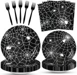 100 Pcs Halloween Spider Web Tableware Party Supplies