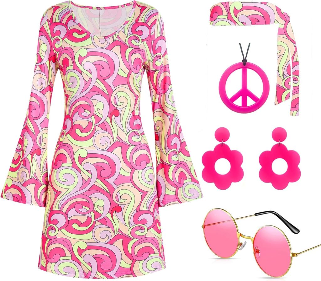 60s 70s Disco Outfit Hippie Costume Women, 1970 Style