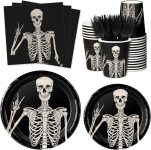 JarThenaAMCS Halloween Tableware Set Smiling Skeleton