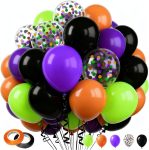 60 Pcs 12 Inch Halloween Balloons Orange Black Green