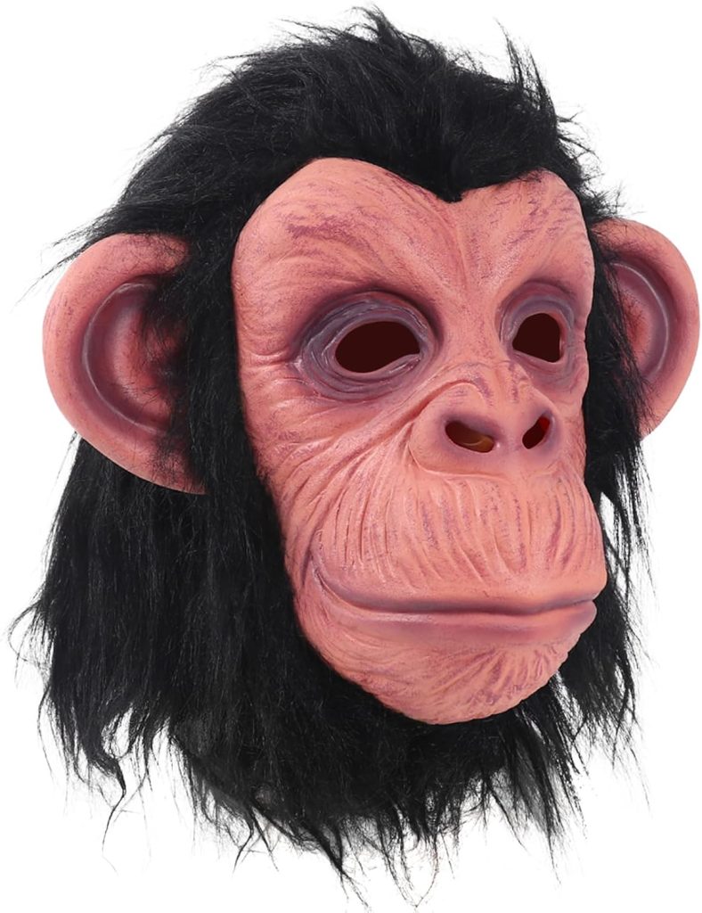 Monkey Mask Latex Full Head Animal Black Chimp Mask for