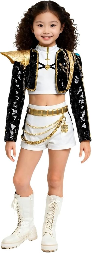 Costume Cosplay Golden For Girls Women With Wigs
