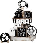 Umigy 15 Pcs Halloween Tiered Tray Decor Set Cute Ghost
