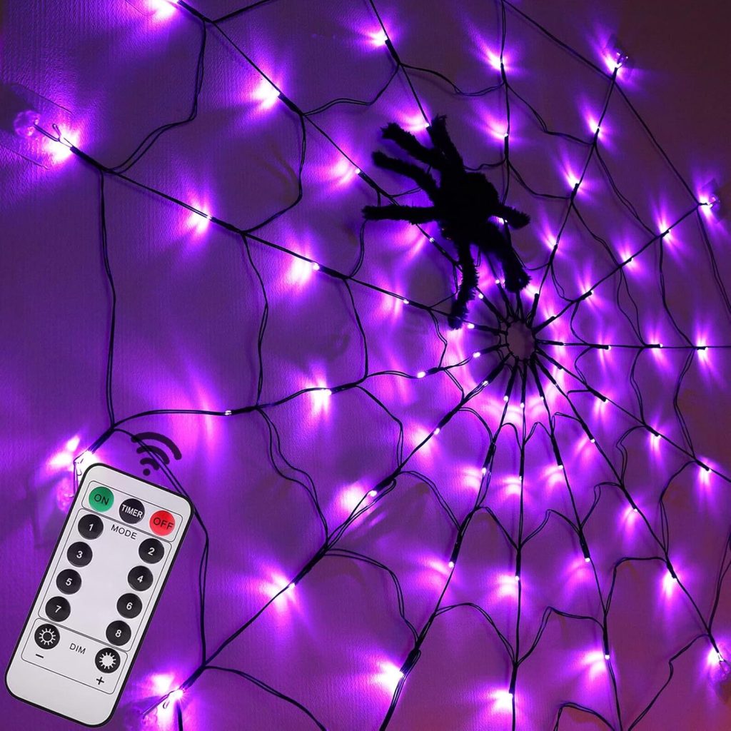 Halloween Decorations Spider Web Lights - 4FT Diameter