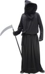 Grim Reaper Costume Set Men & Women Black Hooded Robe