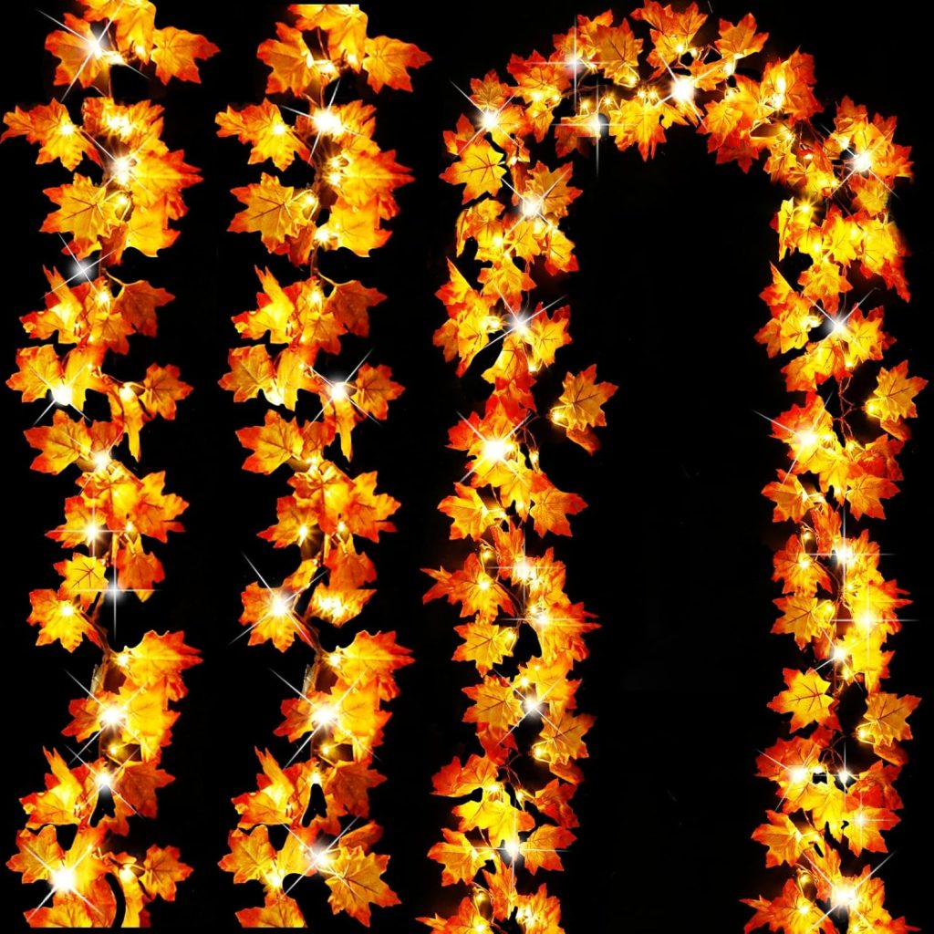 Timer&3 Pack-30Ft Fall Garland Thanksgiving Decorations