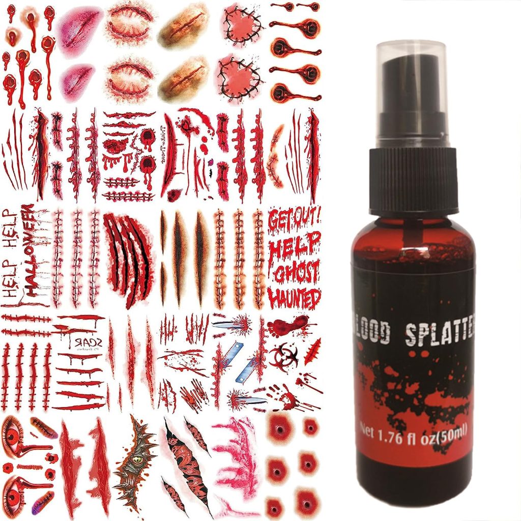 Gaukomzs 3D Fake Scars Halloween Makeup Kit,30 Sheets
