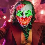 Halloween LED Clown Mask for Aldult & Kids，EL Wire
