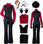 Adult Halloween Red Shirt Paired With Black Vest